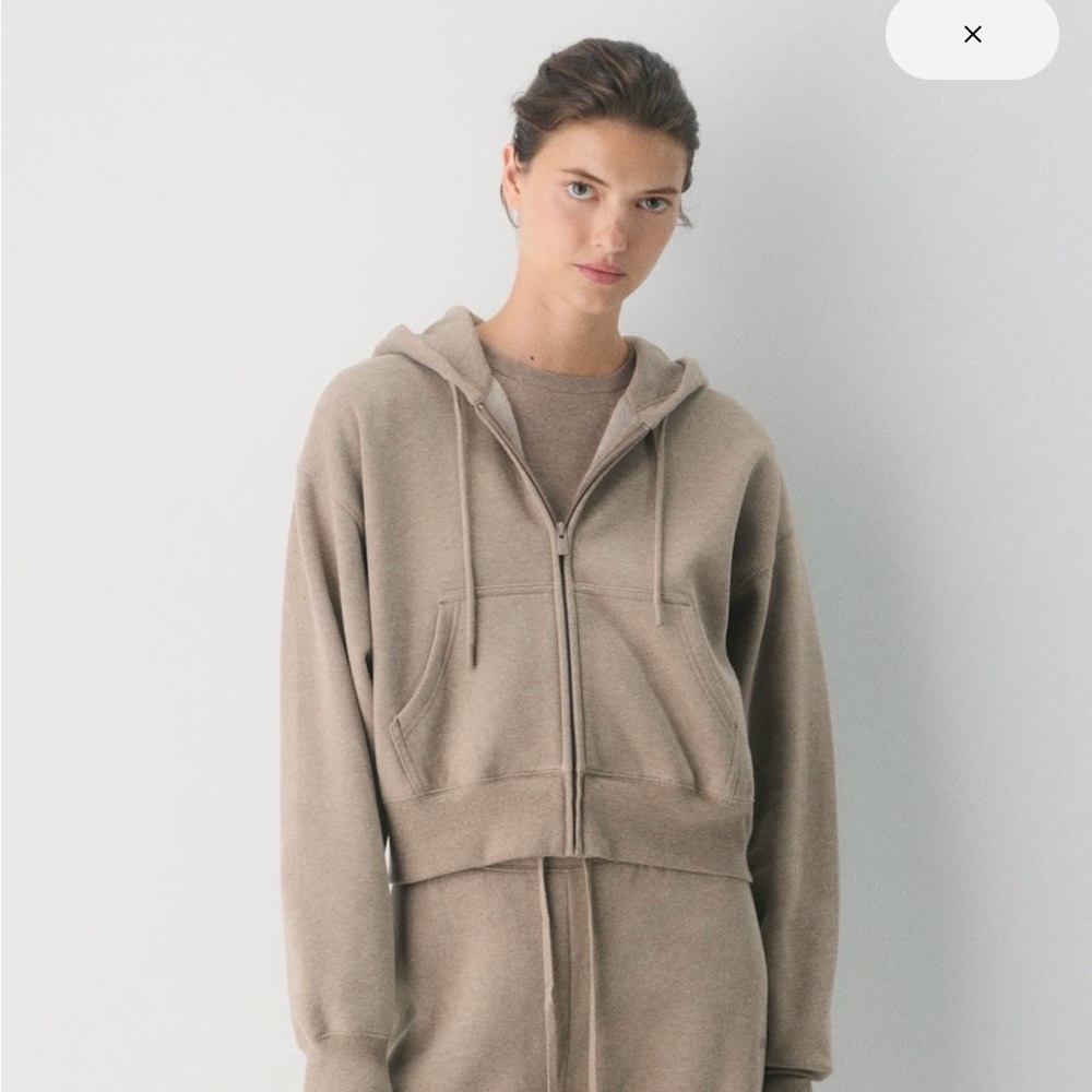 Aritzia TNA Sweatfleece Taupe/ Pink Hoodie